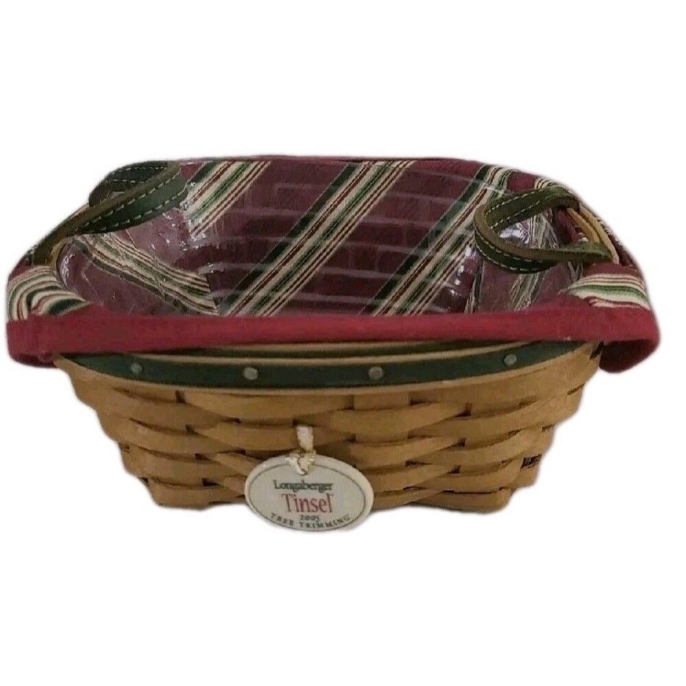 Longaberger Tree Trimming Tinsel Basket-2005-basket-Protector-tie on